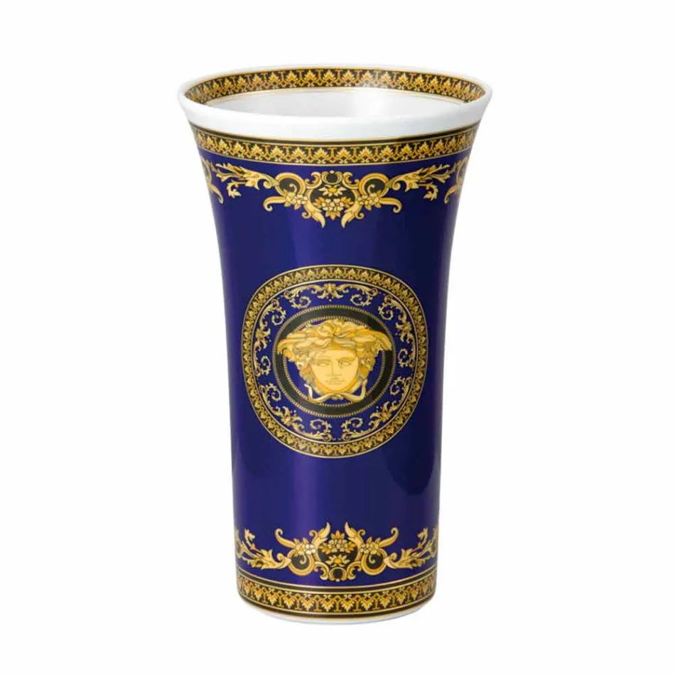 Rosenthal Versace Medusa Blau Modernes Design Porzellanvase 26cm Viadurini