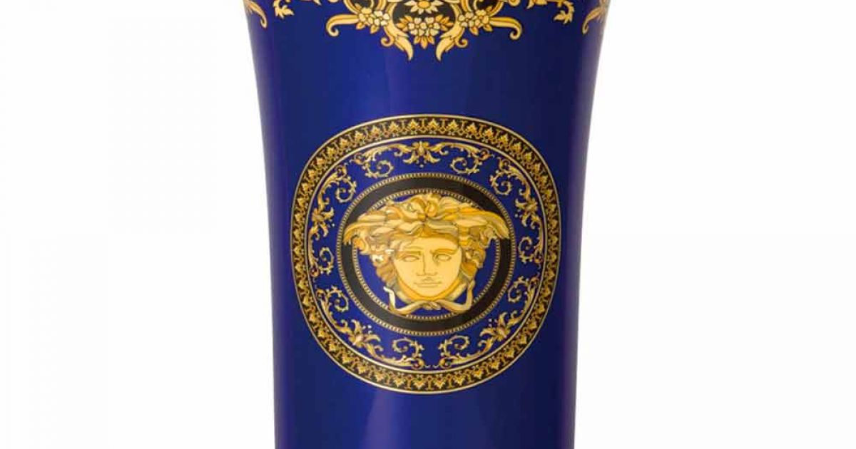 Rosenthal Versace Medusa Blue Vase aus modernem Design Porzellan 34cm