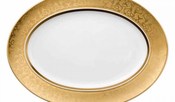 Rosenthal Versace Medusa Gala Gold Ovaler Teller Design 40cm Porzellan