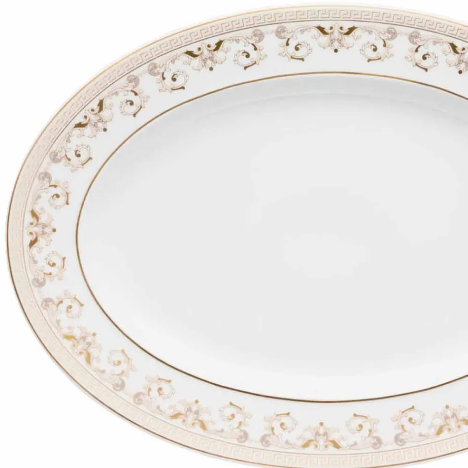 Rosenthal Versace Medusa Gala Ovale Teller 34cm aus Porzellan Viadurini