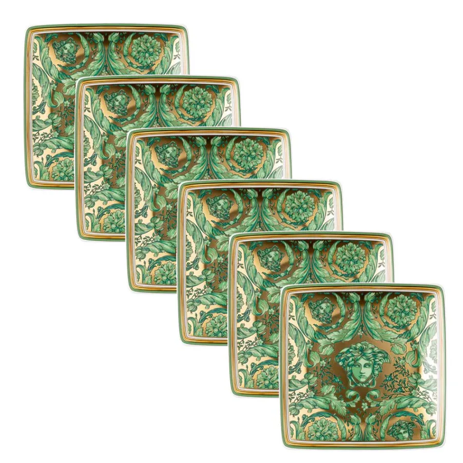 Rosenthal Versace Medusa Garland 6 flache, quadratische Tassen - Weihnachten Viadurini