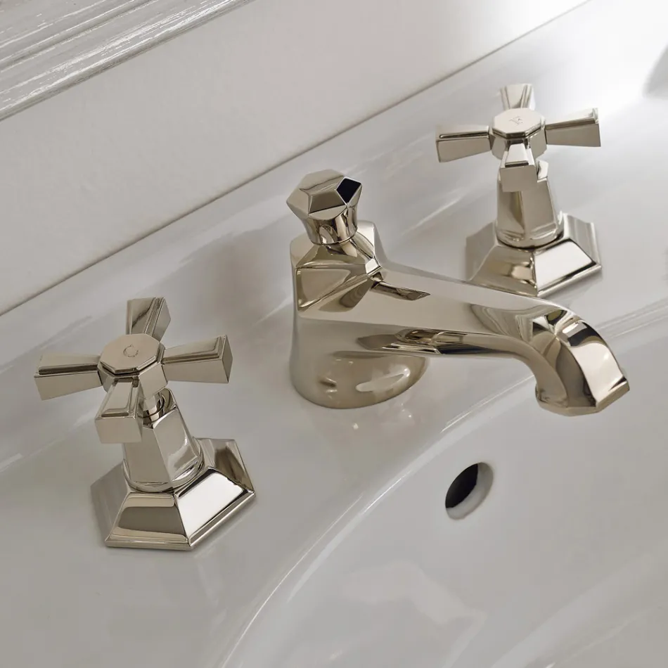 Aufsatz-Waschtischarmatur im Vintage-Design aus Messing, hergestellt in Italien – Silvana Viadurini