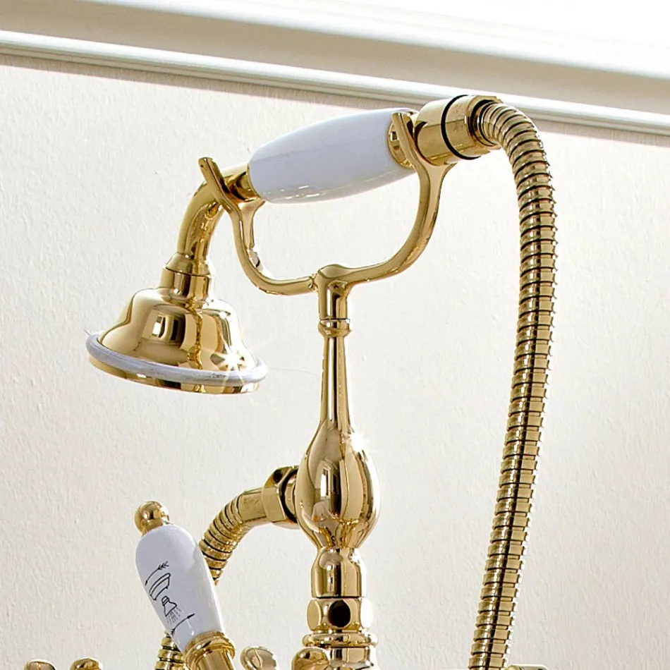 Classic Brass Standbadewasserhahn mit Handbrause - Fioretta Viadurini