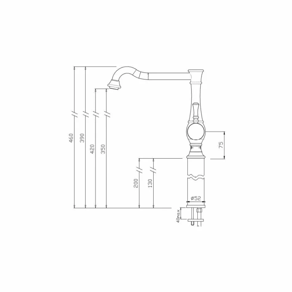 High Barrel Design Waschtischmischer Hergestellt in Italien - Neno Viadurini