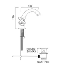 Einloch-Waschtischarmatur aus Messing mit Abfluss im klassischen Stil – Ercolina Viadurini