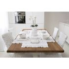 Tischläufer aus weißem schwerem Leinen mit italienischer Luxus-Tüllspitze – Eucaro Viadurini