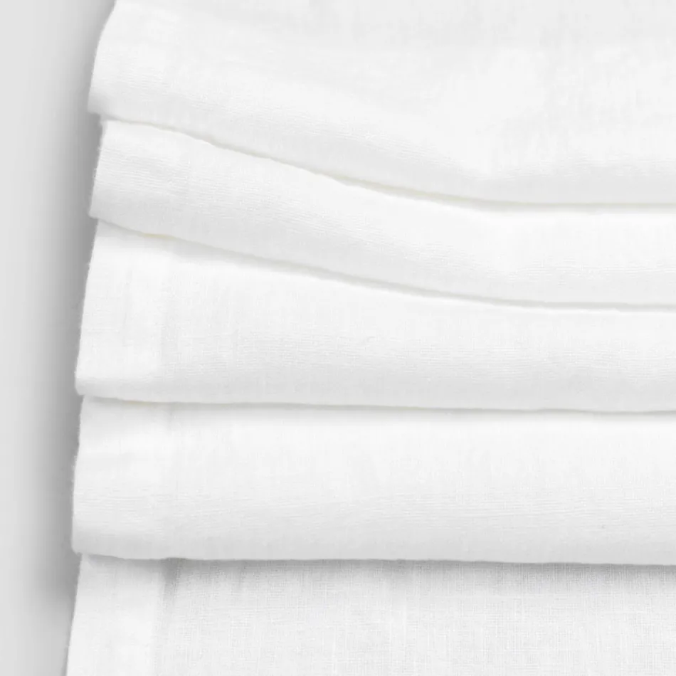 Tischläufer aus Leinen mit weißer Spitze, italienische Luxusqualität – Farnese Viadurini