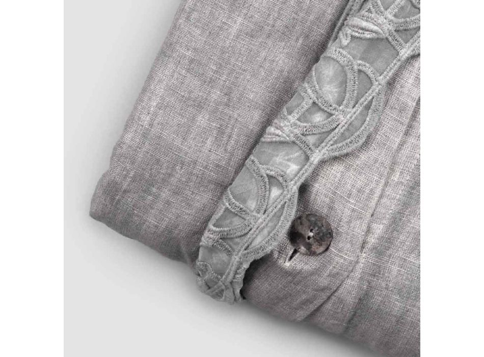 Aufbewahrungstasche für Bettdeckenbezüge aus Leinen mit Sinergia-Spitze und Knöpfen – Energis Viadurini