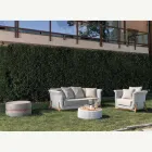 Modulare Gartenlounge aus Teakholz und handgewebtem Seil - Arjuna Viadurini
