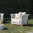 Modulare Gartenlounge aus Teakholz und handgewebtem Seil - Arjuna Viadurini