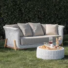 Modulare Gartenlounge aus Teakholz und handgewebtem Seil - Arjuna Viadurini