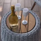 Modulare Gartenlounge aus Teakholz und handgewebtem Seil - Arjuna Viadurini