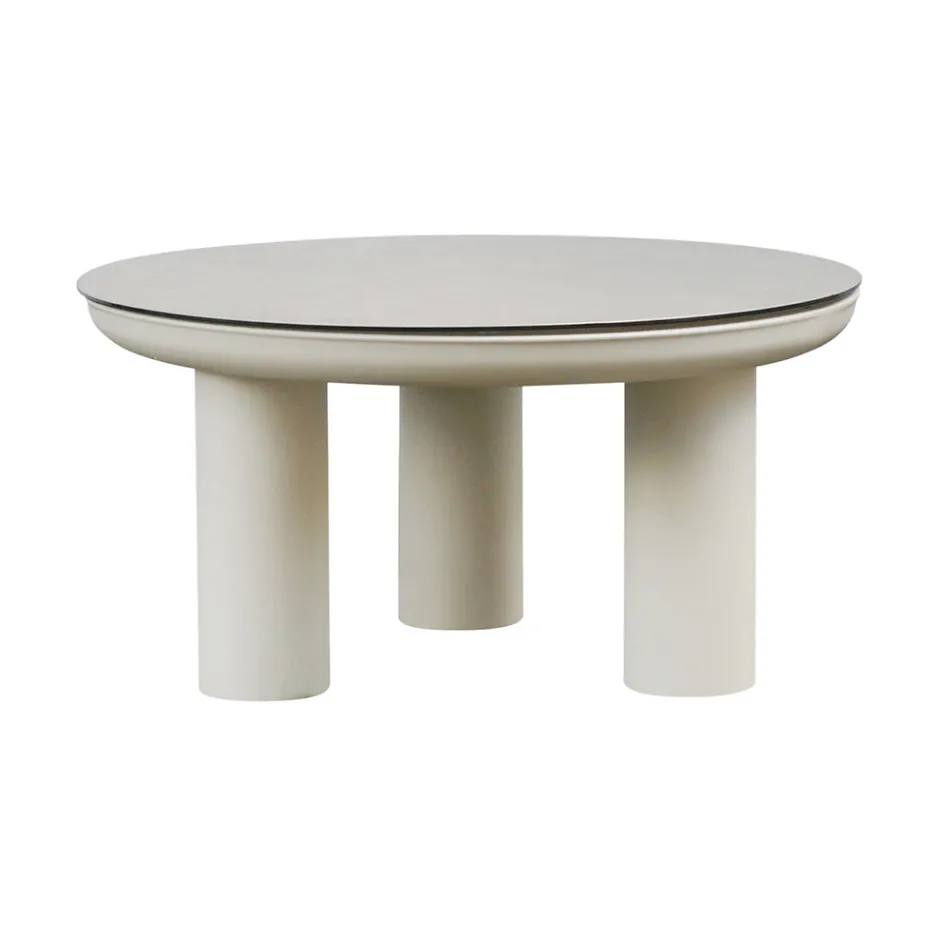 Wohnzimmer, bestehend aus 2 Sesseln, 1 Sofa und 2 Couchtischen aus Aluminium - Fusion Viadurini