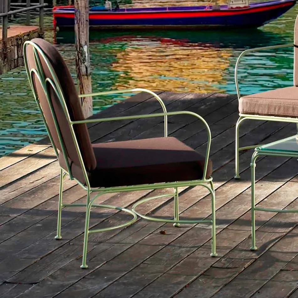 Outdoor-Lounge mit handgefertigter Eisenstruktur Made in Italy - Melinda Viadurini