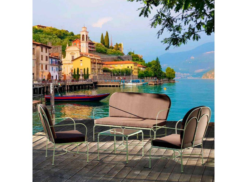 Outdoor-Lounge mit handgefertigter Eisenstruktur Made in Italy - Melinda Viadurini