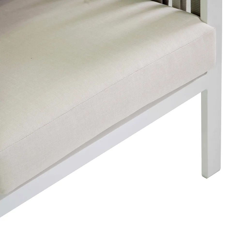 Outdoor Lounge aus weißem Aluminium und cremefarbenen Polstern - Relaz Viadurini