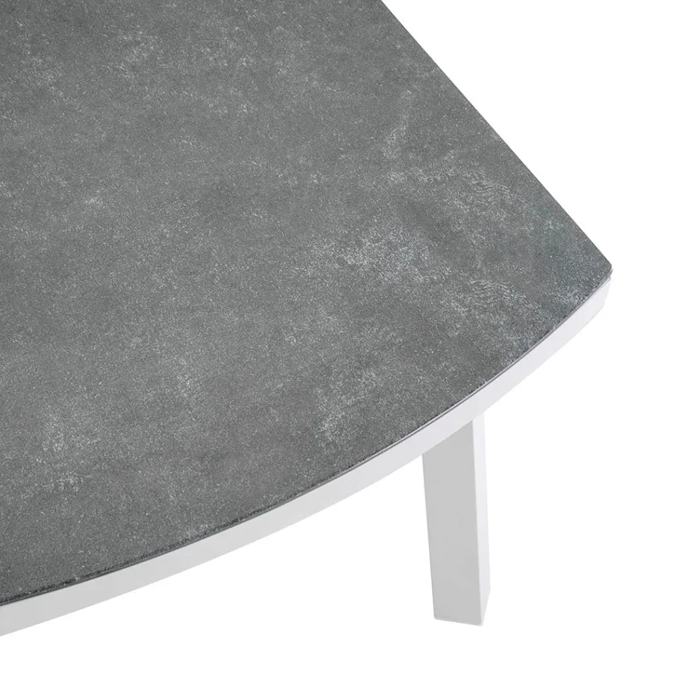 Outdoor Lounge aus weißem Aluminium und cremefarbenen Polstern - Relaz Viadurini