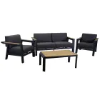 Outdoor-Lounge aus Aluminium mit Details aus brasilianischem Teakholz - Tagebuch Viadurini