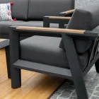 Outdoor-Lounge aus Aluminium mit Details aus brasilianischem Teakholz - Tagebuch Viadurini