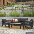 Outdoor-Lounge aus Aluminium mit Details aus brasilianischem Teakholz - Tagebuch Viadurini