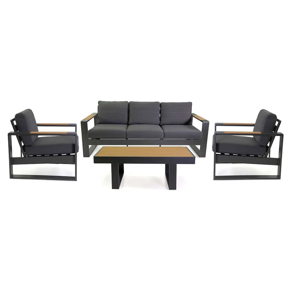 Outdoor Lounge aus Aluminium und Polywood Armlehnen - City Viadurini