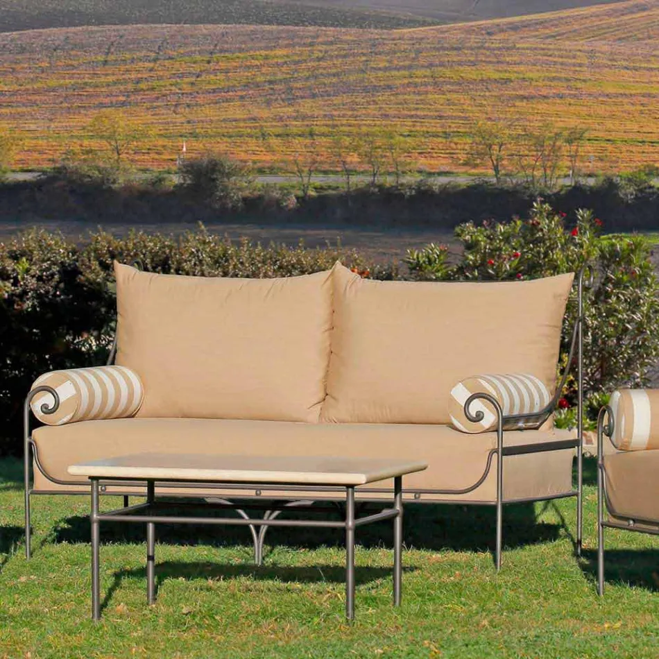 Artisan Garden Lounge mit Eisenstruktur Made in Italy - Lisotto Viadurini