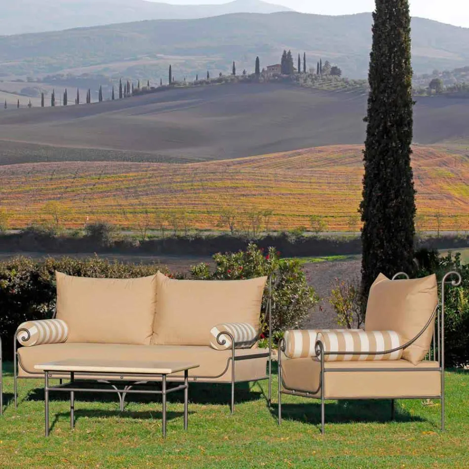 Artisan Garden Lounge mit Eisenstruktur Made in Italy - Lisotto Viadurini