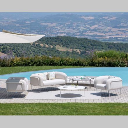 Gartenlounge mit 1 Sofa und 2 Sesseln Made in Italy - Planter Viadurini
