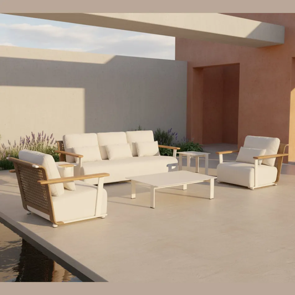 Gartenlounge mit Sofa, 2 Sesseln und Couchtisch - Montorio Viadurini