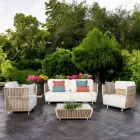 Gartenlounge aus weißem Aluminium und Stoff - Eugene Viadurini