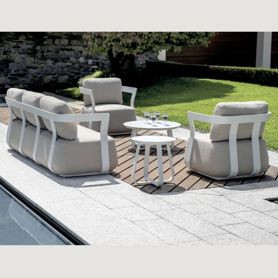 Gartenlounge-Set aus Aluminium und 2 Couchtische aus Aluminium - Brisa Viadurini