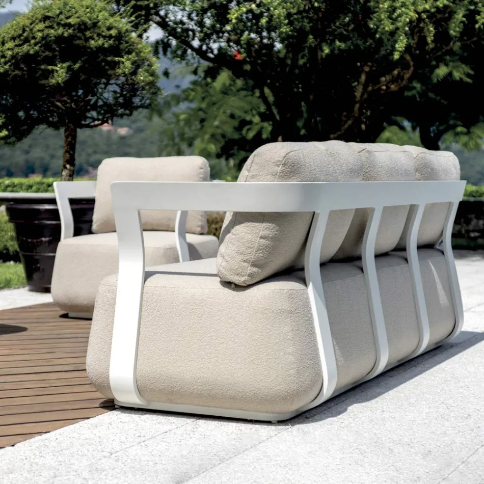 Gartenlounge-Set aus Aluminium und 2 Couchtische aus Aluminium - Brisa Viadurini