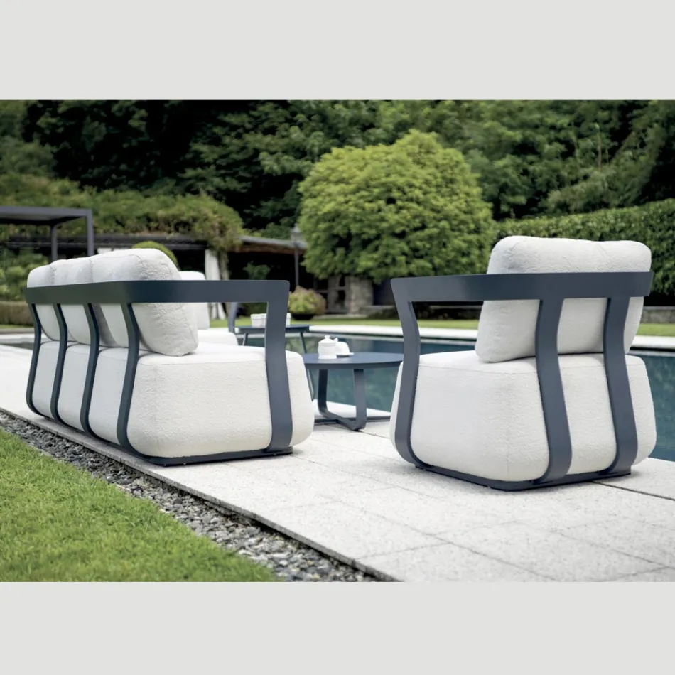 Gartenlounge-Set aus Aluminium und 2 Couchtische aus Aluminium - Brisa Viadurini