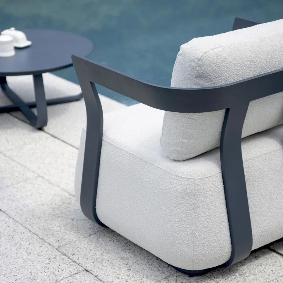 Gartenlounge-Set aus Aluminium und 2 Couchtische aus Aluminium - Brisa Viadurini