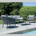 Narin Gartenlounge-Set aus Aluminium und Seil mit Polsterung und Kissen Viadurini