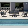 Smeria Garten-Lounge-Set aus Aluminium und gewebtem Seil mit Kissen