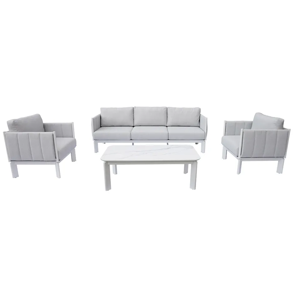 Gartenlounge-Set aus Aluminium und Stoff mit Polsterung und Kissen - Vetra Viadurini