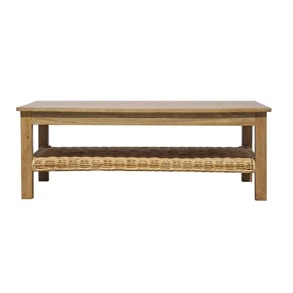 Gartenlounge-Set aus Holz mit Rattan und abnehmbaren Kissen - Silvara Viadurini