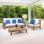Gartenlounge-Set aus gebürstetem natürlichem Teakholz - Artes Viadurini