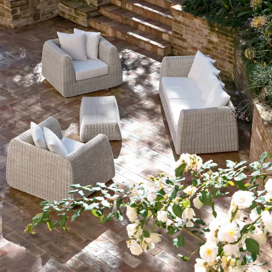Handgewebtes Gartenset aus Polyrattan – Charlie Viadurini