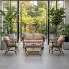 Garten-Lounge-Set aus natürlichem Rattan mit Kissen inklusive - Catelyn Viadurini