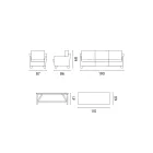 Lounge im Freien mit Couchtisch aus Mangoholz und Polycotton-Kissen - Orlanda Viadurini