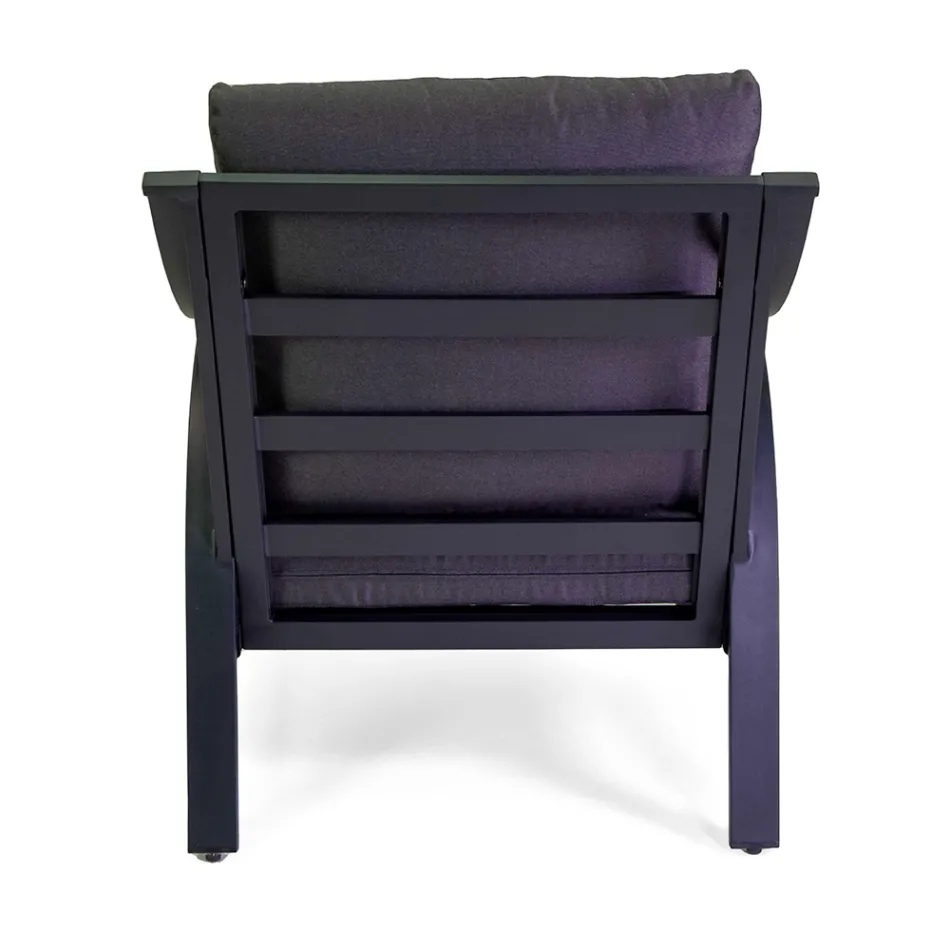 Wohnzimmer aus Aluminium mit Armlehnen aus brasilianischem Teakholz - Tagebuch Viadurini