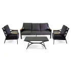 Wohnzimmer aus Aluminium mit Armlehnen aus brasilianischem Teakholz - Tagebuch Viadurini