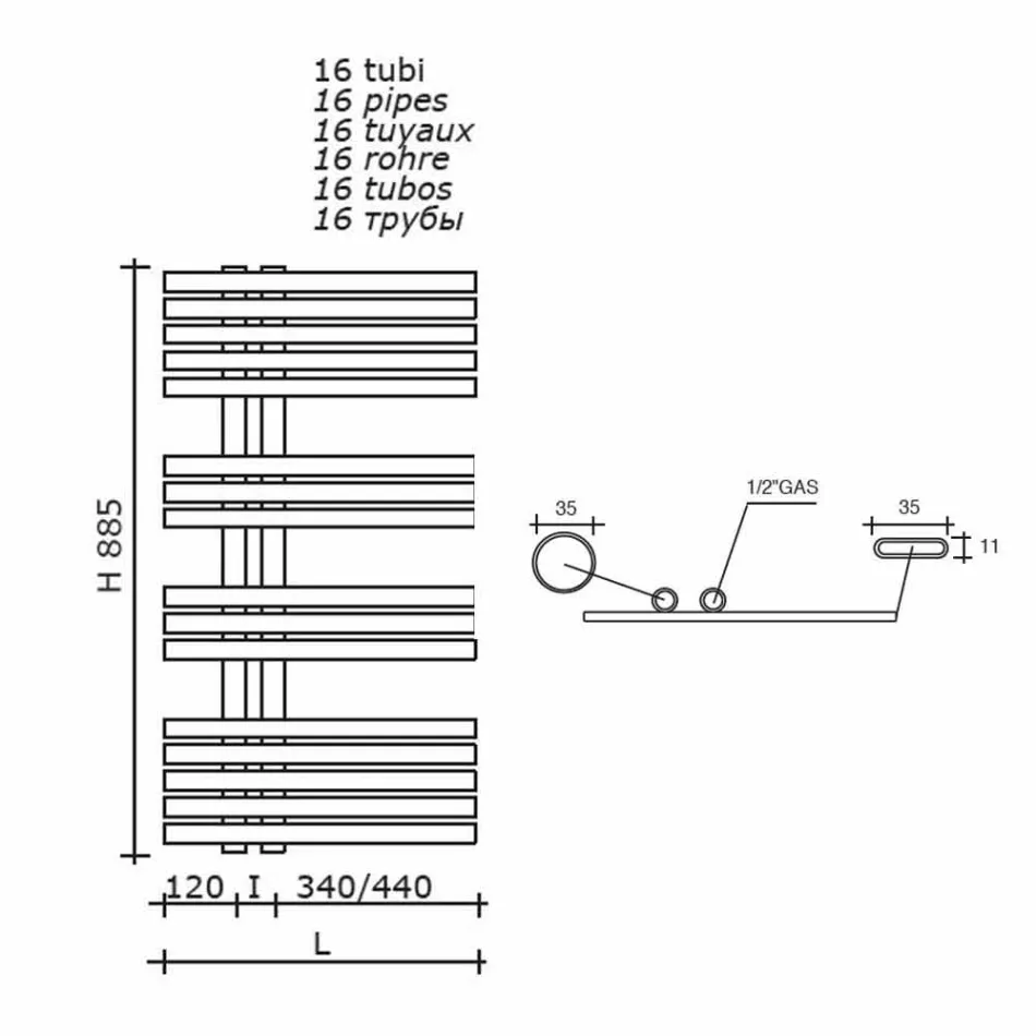 Modernes Design Badetuchwärmer aus Stahl bei 386 Watt - Pfau Viadurini