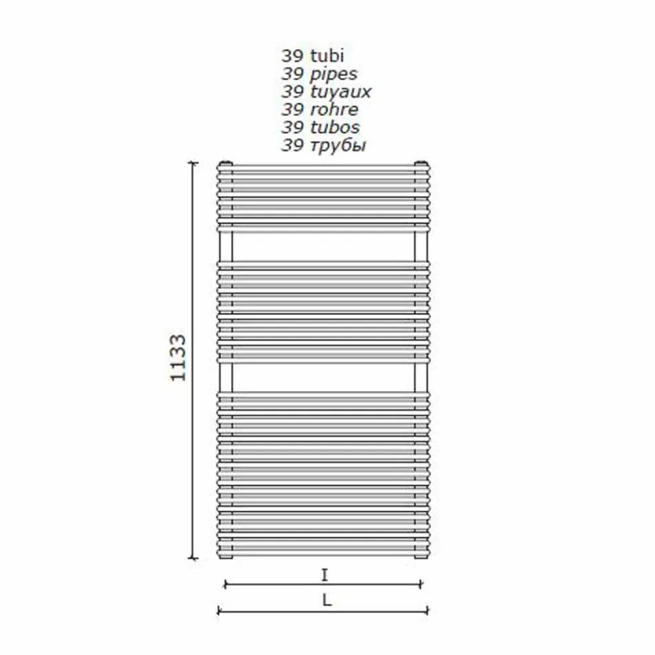 Hydraulischer Badhandtuchwärmer mit vertikalem Design aus Stahl 1013 W - Griffin Viadurini