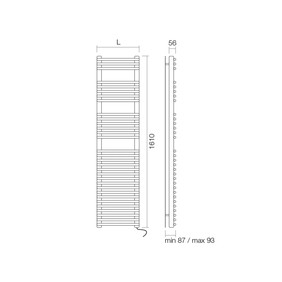 Elektrischer Handtuchwärmer aus satiniertem Stahl, hergestellt in Italien – Peel Viadurini