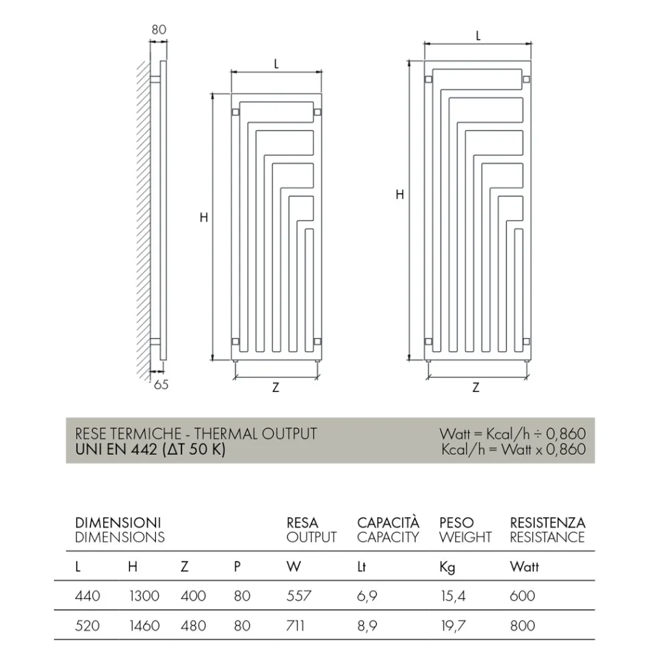 Hydraulischer Handtuchwärmer aus Stahl mit modernem Design Made in Italy - Potentia Viadurini