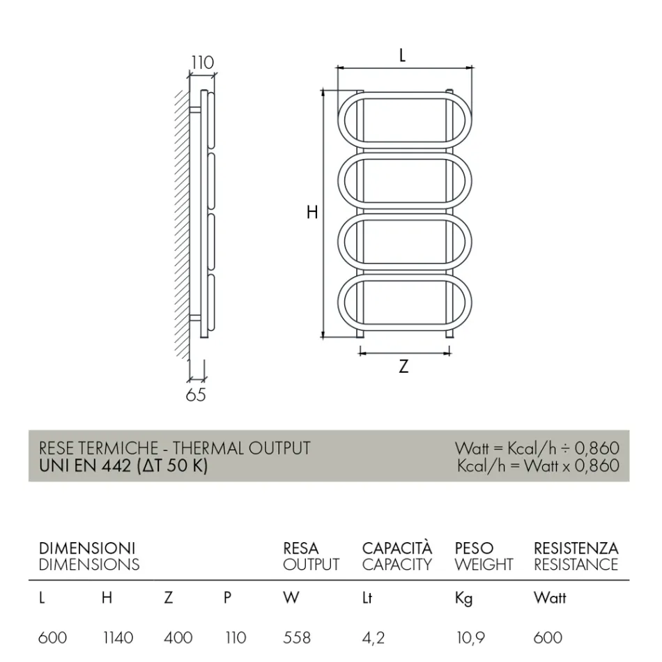 Elektrischer Handtuchwärmer Leiter rund farbiger Stahl Made in Italy - Kette Viadurini