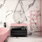 Runde hydraulische Handtuchwärmerleiter aus farbigem Stahl, Made in Italy - Kette Viadurini